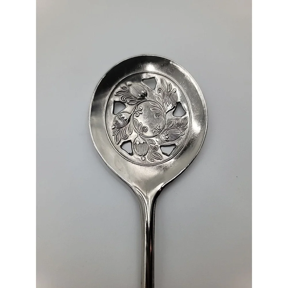 Silver Plated Pierced Serving Spoon Leonard Italy 8.5
